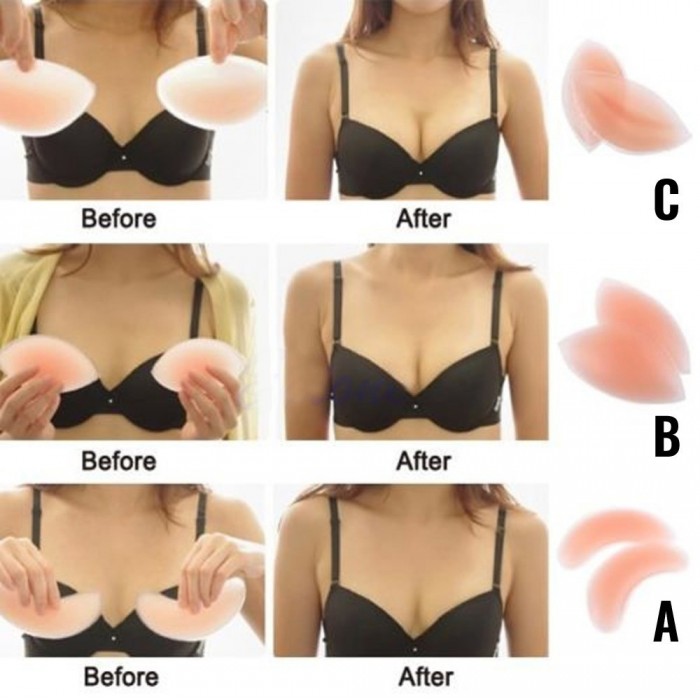 Womens Silicone Stick On Adhesive Chicken Fillets Womens Freebra Push Up  Bra